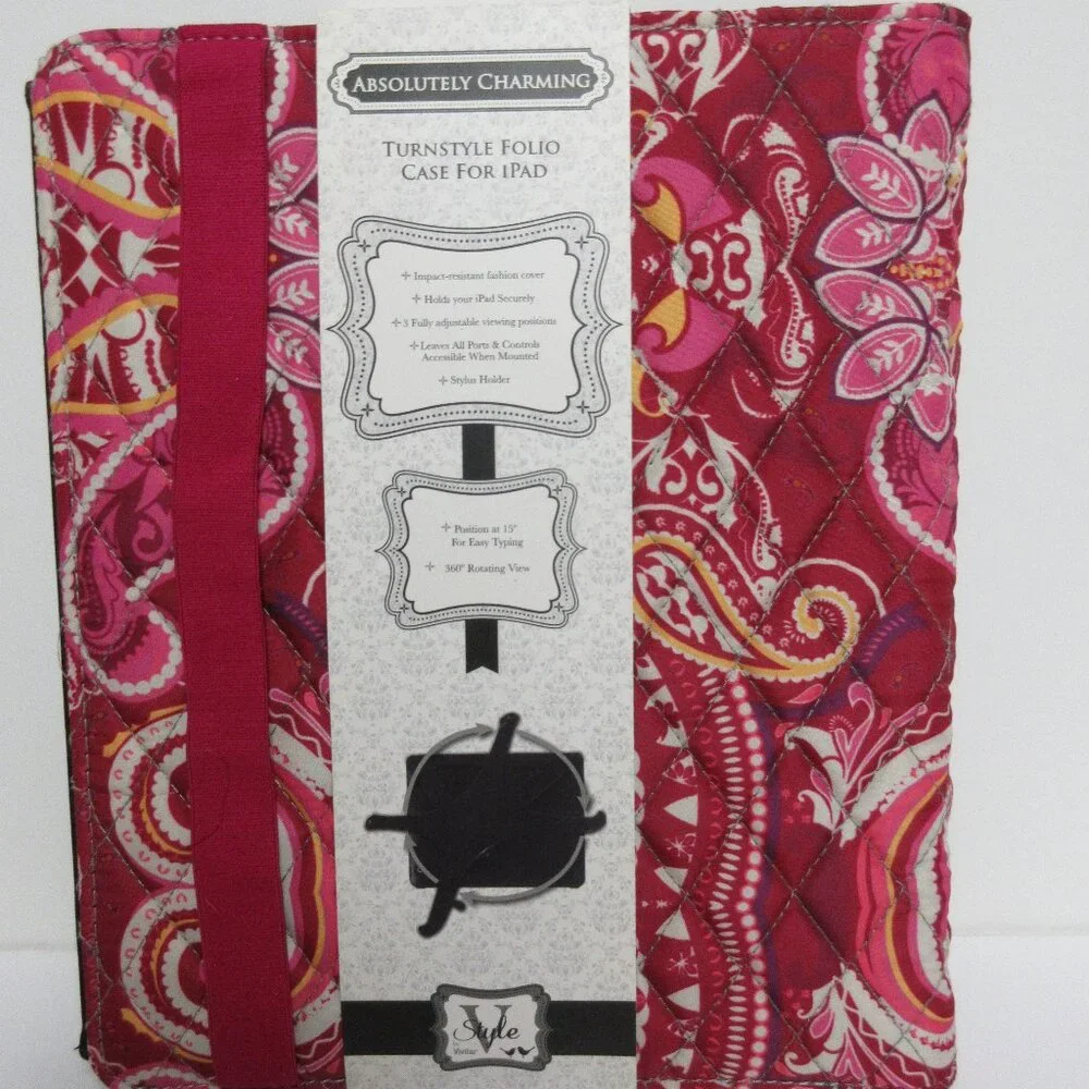 Absolutely Charming Turnstyle Folio Case For iPad by VIVITAR 360° Rotating View